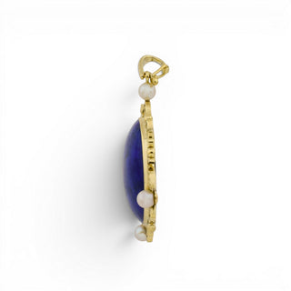 An-/Einhänger aus 585 Gelbgold mit Lapislazuli und Perle, nachhaltiger second-hand Schmuck perfekt aufgearbeitet