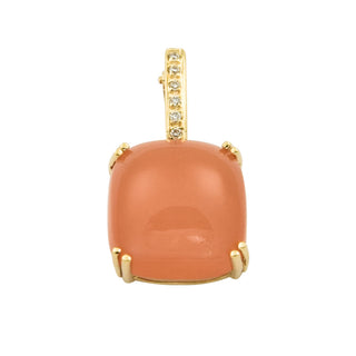 An-/Einhänger aus 585 Gelbgold mit Mondstein und Brillant, nachhaltiger second hand Schmuck perfekt aufgearbeitet