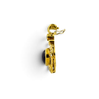 Saphiranhänger aus 585 Gelbgold mit Brillant, nachhaltiger second-hand Schmuck perfekt aufgearbeitet