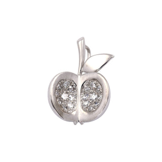 Diamantanhänger Apfel aus 750 Weißgold, nachhaltiger second-hand Schmuck perfekt aufgearbeitet