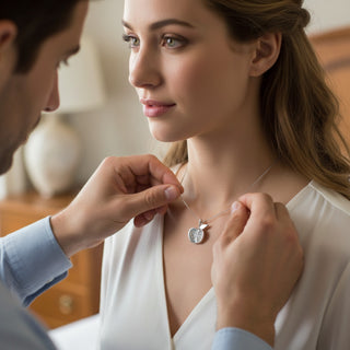 Diamantanhänger Apfel aus 750 Weißgold, nachhaltiger second-hand Schmuck perfekt aufgearbeitet