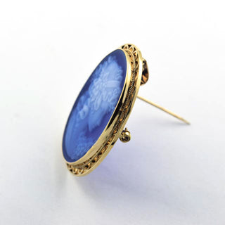 Anhänger/Brosche aus 375 Rotgold mit Achat, nachhaltiger second hand Schmuck perfekt aufgearbeitet