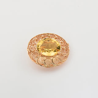 Anhänger/Brosche aus 585 Rotgold mit Citrin, nachhaltiger second hand Schmuck perfekt aufgearbeitet