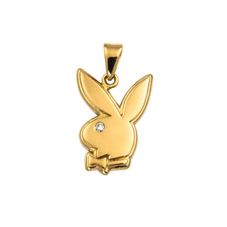 Anhänger Bunny aus 585 Gelbgold mit Brillant, nachhaltiger second hand Schmuck perfekt aufgearbeitet