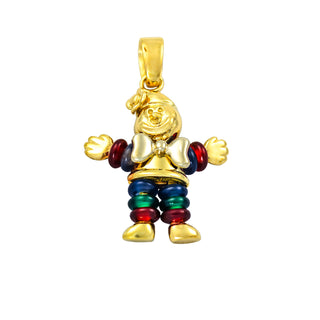 Anhänger Clown aus 750 Gelb- und Weißgold mit Achat, nachhaltiger second hand Schmuck perfekt aufgearbeitet