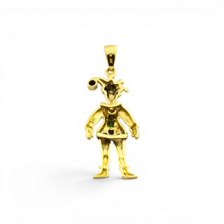 Rubinanhänger Clown aus 585 Gelb- und Weißgold mit Smaragd und Saphir, nachhaltiger second-hand Schmuck perfekt aufgearbeitet