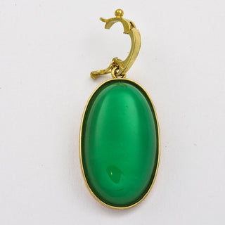 An-/Einhänger aus 585 Gelbgold mit Chrysopras, hochwertiger second hand Schmuck perfekt aufgearbeitet