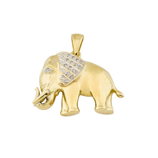 Diamantanhänger Elefant aus 585 Gelbgold, nachhaltiger second-hand Schmuck perfekt aufgearbeitet