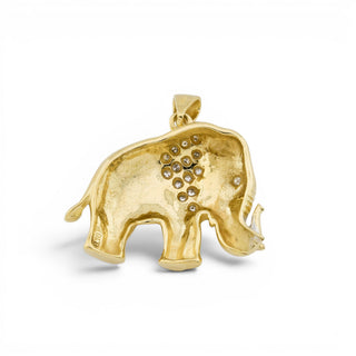 Diamantanhänger Elefant aus 585 Gelbgold, nachhaltiger second-hand Schmuck perfekt aufgearbeitet
