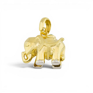 Rubinanhänger Elefant aus 585 Gelb- und Weißgold mit Saphir und Diamant, nachhaltiger second-hand Schmuck perfekt aufgearbeitet