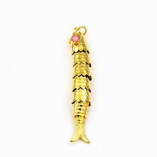 Anhänger Fisch aus 585 Gelbgold mit Glas, nachhaltiger second hand Schmuck perfekt aufgearbeitet