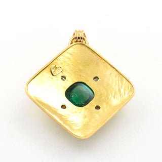 Anhänger aus 750 Gelb- und Weißgold mit Turmalin und Brillant, nachhaltiger second hand Schmuck perfekt aufgearbeitet