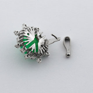 Anhänger aus 585 Gelb- und Weißgold mit Chrysopras, Brillant und Diamant, nachhaltiger second hand Schmuck perfekt aufgearbeitet