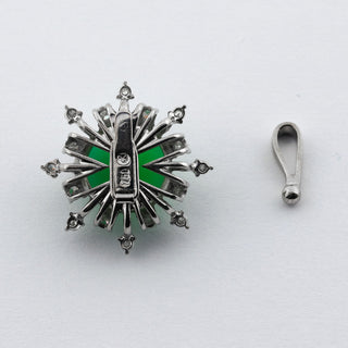 Anhänger aus 585 Gelb- und Weißgold mit Chrysopras, Brillant und Diamant, nachhaltiger second hand Schmuck perfekt aufgearbeitet
