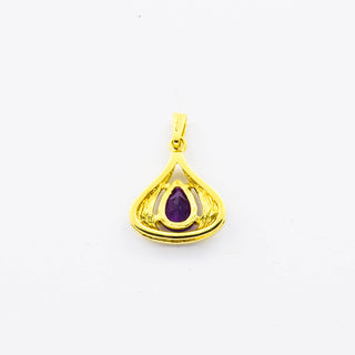 Anhänger aus 585 Gelbgold mit Amethyst, nachhaltiger second hand Schmuck perfekt aufgearbeitet