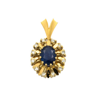 Anhänger aus 585 Gelb- und Weißgold mit Saphir und Brillant, nachhaltiger second hand Schmuck perfekt aufgearbeitet