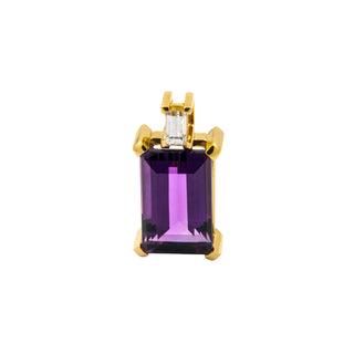 Anhänger aus 750 Gelbgold mit Amethyst und Diamant, nachhaltiger second hand Schmuck perfekt aufgearbeitet