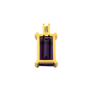 Anhänger aus 750 Gelbgold mit Amethyst und Diamant, nachhaltiger second hand Schmuck perfekt aufgearbeitet