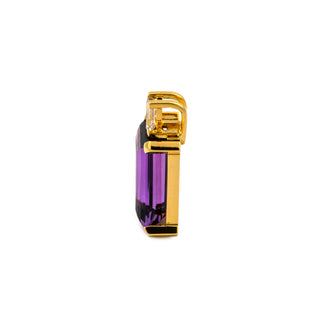 Anhänger aus 750 Gelbgold mit Amethyst und Diamant, nachhaltiger second hand Schmuck perfekt aufgearbeitet