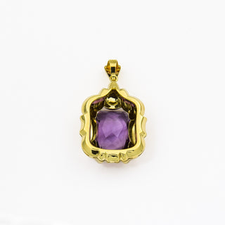 Amethystanhänger aus 585 Gelbgold, nachhaltiger second hand Schmuck perfekt aufgearbeitet