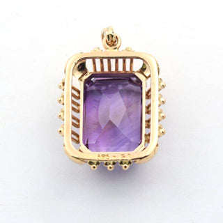 Anhänger aus 585 Gelbgold mit Amethyst, nachhaltiger second hand Schmuck perfekt aufgearbeitet