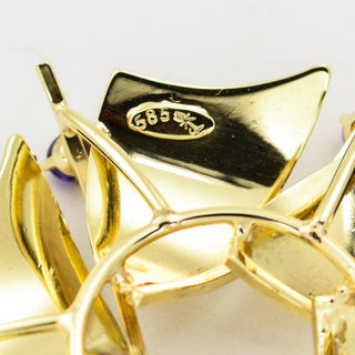 Anhänger aus 585 Gelbgold mit Amethyst, nachhaltiger second hand Schmuck perfekt aufgearbeitet