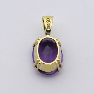 Anhänger aus 585 Gelbgold mit Amethyst, hochwertiger second hand Schmuck perfekt aufgearbeitet