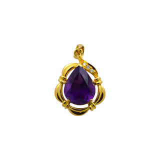 Anhänger aus 750 Gelbgold mit Amethyst und Brillant, nachhaltiger second hand Schmuck perfekt aufgearbeitet