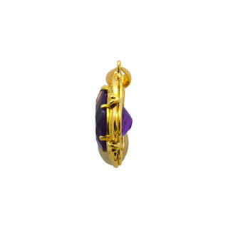 Anhänger aus 750 Gelbgold mit Amethyst und Brillant, nachhaltiger second hand Schmuck perfekt aufgearbeitet
