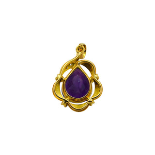 Anhänger aus 750 Gelbgold mit Amethyst und Brillant, nachhaltiger second hand Schmuck perfekt aufgearbeitet