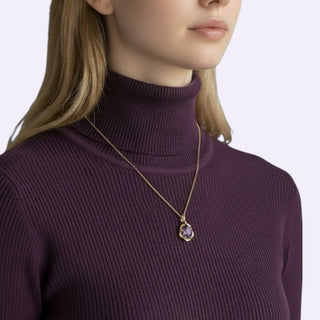 Anhänger aus 750 Gelbgold mit Amethyst und Brillant, nachhaltiger second hand Schmuck perfekt aufgearbeitet