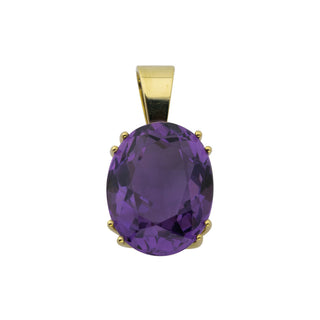 Anhänger aus 585 Gelbgold mit Amethyst, hochwertiger second hand Schmuck perfekt aufgearbeitet