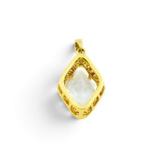 Anhänger aus 585 Gelbgold mit Aquamarin und Brillant, nachhaltiger second-hand Schmuck perfekt aufgearbeitet