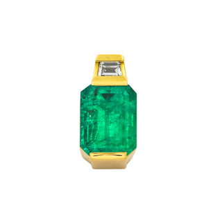 Smaragdanhänger aus 750 Gelbgold mit Diamant, nachhaltiger second hand Schmuck perfekt aufgearbeitet