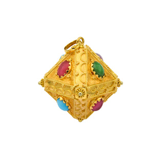 Anhänger aus 750 Gelbgold mit Glas, nachhaltiger second hand Schmuck perfekt aufgearbeitet