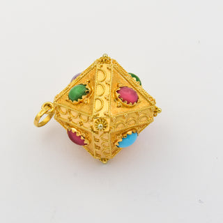 Anhänger aus 750 Gelbgold mit Glas, nachhaltiger second hand Schmuck perfekt aufgearbeitet