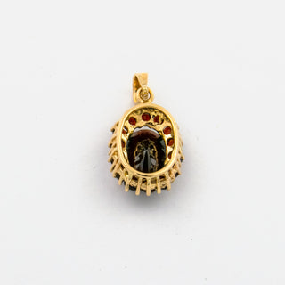 Anhänger aus 750 Gelbgold mit Granat, nachhaltiger second hand Schmuck perfekt aufgearbeitet