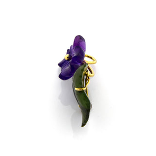 Anhänger aus 750 Gelbgold mit Jade und Amethyst, nachhaltiger second hand Schmuck perfekt aufgearbeitet
