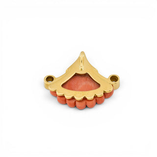 Korallenanhänger aus 750 Gelbgold mit Brillant und Diamant, nachhaltiger second-hand Schmuck perfekt aufgearbeitet