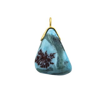 Anhänger aus 750 Gelbgold mit Larimar, nachhaltiger second hand Schmuck perfekt aufgearbeitet