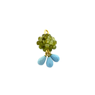 Anhänger aus 750 Gelbgold mit Peridot und Türkis, nachhaltiger second hand Schmuck perfekt aufgearbeitet