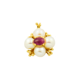 Perlenanhänger aus 750 Gelbgold mit Rubin, nachhaltiger second hand Schmuck perfekt aufgearbeitet