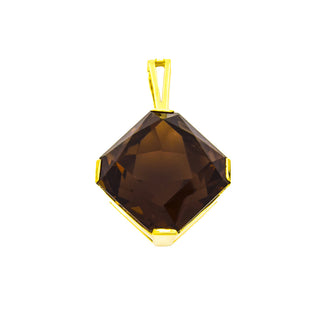 Anhänger aus 585 Gelbgold mit Rauchquarz, nachhaltiger second hand Schmuck perfekt aufgearbeitet
