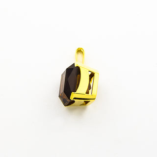 Anhänger aus 585 Gelbgold mit Rauchquarz, nachhaltiger second hand Schmuck perfekt aufgearbeitet