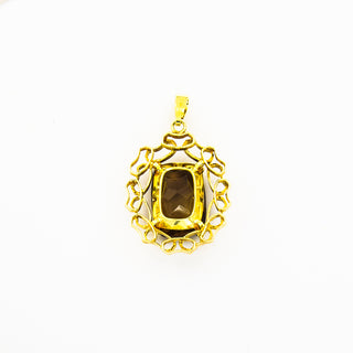 Anhänger aus 585 Gelbgold mit Rauchquarz, nachhaltiger second hand Schmuck perfekt aufgearbeitet