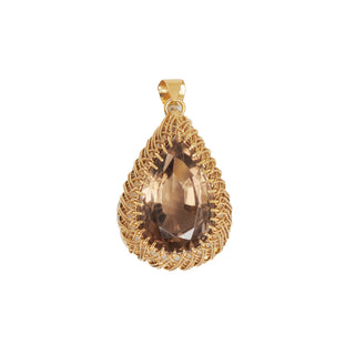 Anhänger aus 585 Gelbgold mit Rauchquarz, nachhaltiger second hand Schmuck perfekt aufgearbeitet