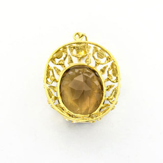 Anhänger aus 585 Gelbgold mit Rauchquarz, nachhaltiger second hand Schmuck perfekt aufgearbeitet