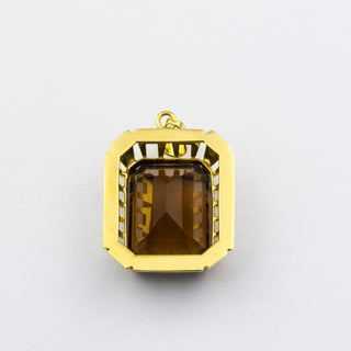 Anhänger aus 585 Gelbgold mit Rauchquarz, nachhaltiger second hand Schmuck perfekt aufgearbeitet