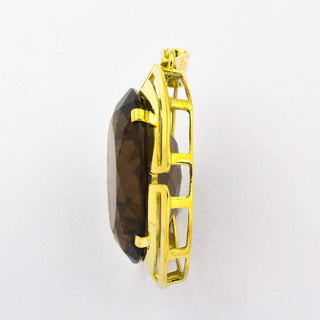 Kettenanhänger aus 585 Gelbgold mit Rauchquarz, hochwertiger second hand Schmuck perfekt aufgearbeitet
