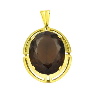 Kettenanhänger aus 585 Gelbgold mit Rauchquarz, hochwertiger second hand Schmuck perfekt aufgearbeitet